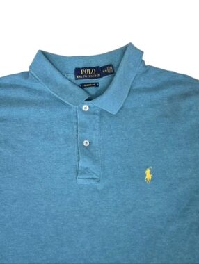Polo Ralph Lauren Mens Classic Fit Polo Shirt Size L Teal/Yellow Pony Logo